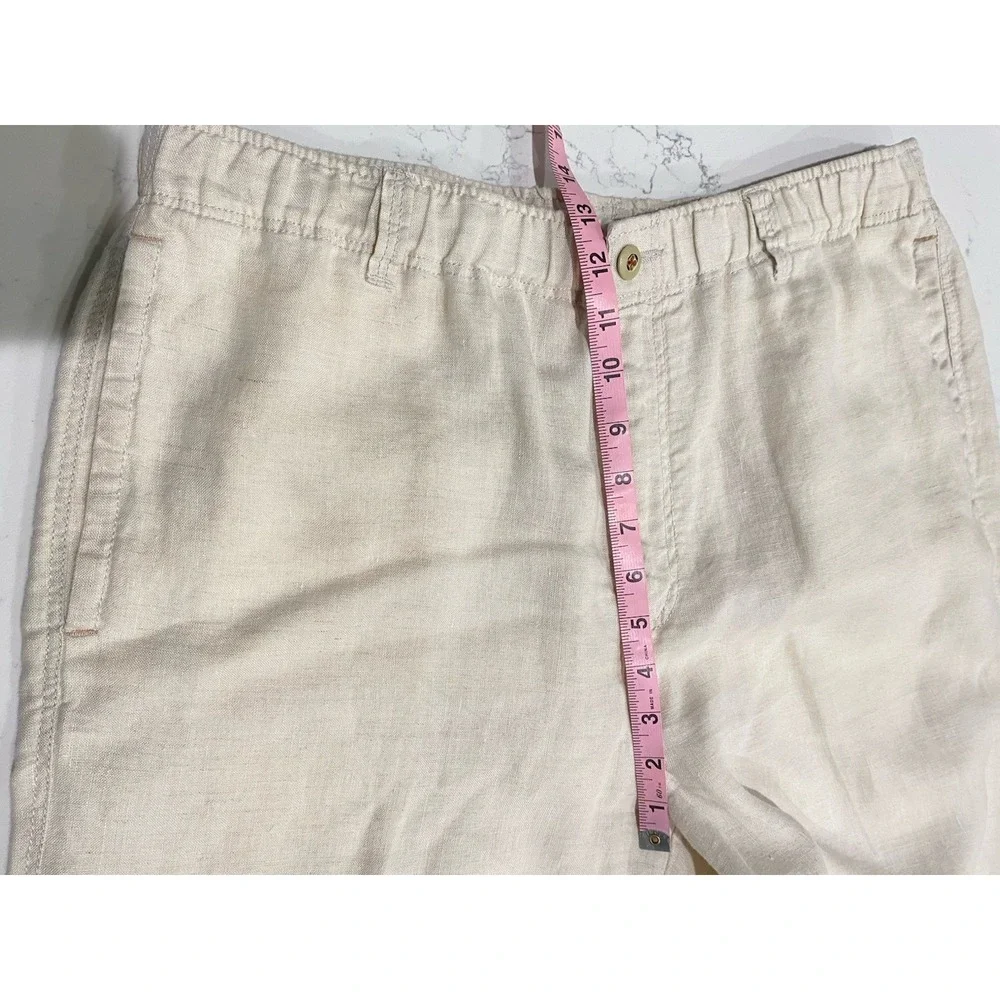 Tommy Bahama Relax Men's Large 100% Linen Pants Beige Drawstring Beach Coastal